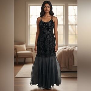 90’s Vintage Victoria’s Secret Sheer Velvet mesh nightgown chiffon drop waist